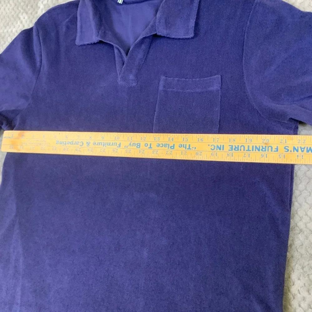 Criquet Terry Cloth Polo Shirt Mens L Purple Cotton Pocket Short Sleeve